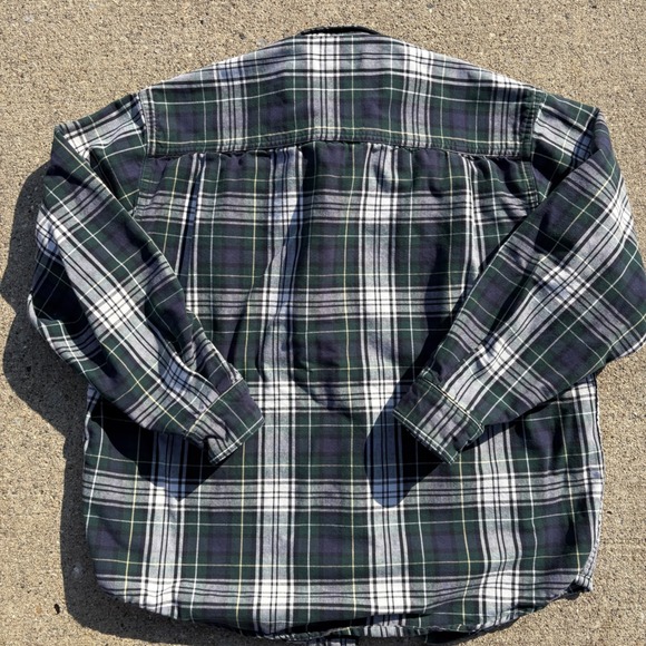 Vintage Eddie Bauer Legends Flannel Shirt Mens Large Green Blue Plaid Button Up - Picture 4 of 4